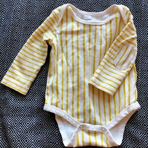 Pehr organic yellow striped bodysuit 3-6 mos